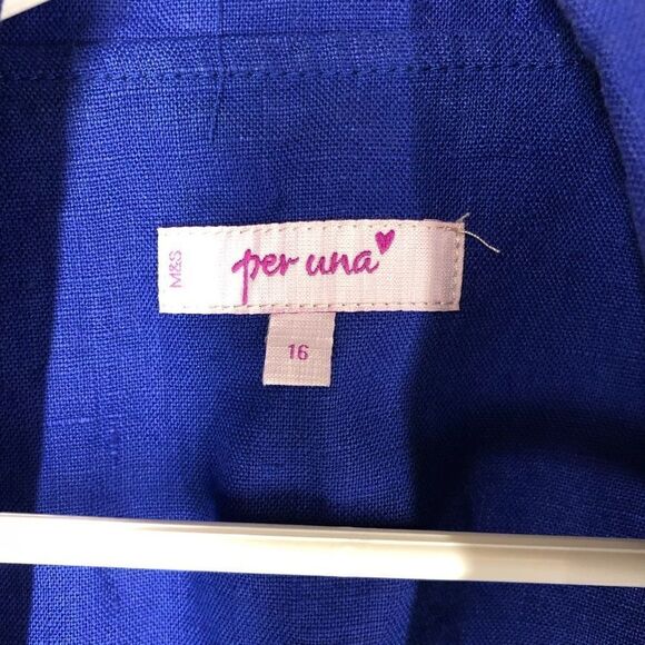 Marks & SPENCER PER UNA Linen Open Blazer Cobalt Blue Sz 16‎ - Picture 7 of 8